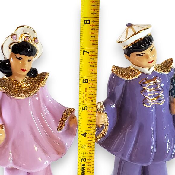 VTG Hollywood Regency Ceramic Figurine Pair Asian Inspired Barbara Willis - Picture 15 of 16